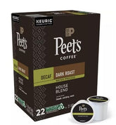 Peet's Coffee Decaf House Blend K-Cup 22-count carton for quick mornings.