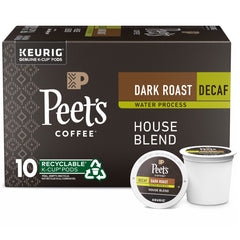Peet's Coffee Decaf House Blend packaging with fresh branding and aroma.