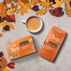Peet's Pumpkin Spice K-Cup pod closeup reveals aromatic spice.
