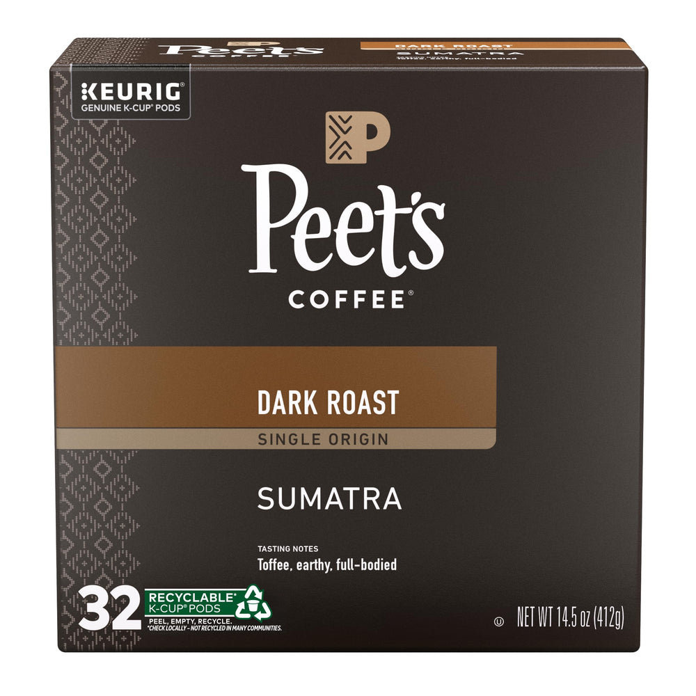 Peet's Coffee Sumatra dark roast box with pods for bold mornings