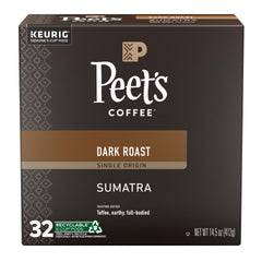 Peet's Coffee Sumatra dark roast box with pods for bold mornings