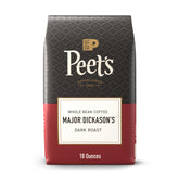 Peet's Major Dickason's bag front showing premium dark roast packaging and 18-ounce size