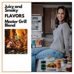 Peggy’s Food Master Grill Blend pyramidal flakes closeup highlight crunchy texture.