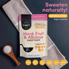 Peggy's Monk Fruit Allulose Sweetener adds sweetness to smoothies and sauces