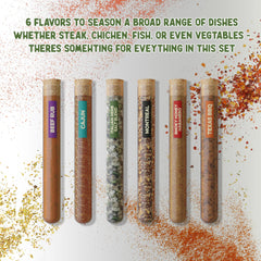 Pelto six-tube spice set ready for backyard cooks and home chefs.