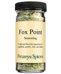 Penzeys Fox Point Seasoning bottle adds bright peppery citrus flavor to meals.