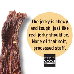 People's Choice Beef Jerky dry texture slice showing steak-like chew for on-the-go energy