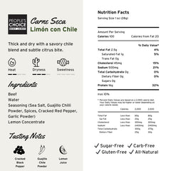 People's Choice Beef Jerky thick sliced beef captures lime and chile flavor for snack lovers
