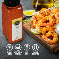 Pep and Zip paprika label highlights Non-GMO and Kosher certification