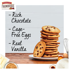 Pepperidge Farm Farmhouse Thin Crispy Milk Chocolate Chip Cookies ready for dunking in milk.