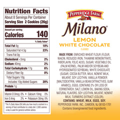 Milano cookies closeup reveals creamy white chocolate center and lemon zest aroma