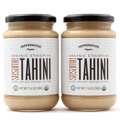 Pepperwood Organics Organic Ethiopian Tahini Paste jar close-up showing creamy texture