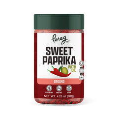 Pereg Hungarian-style sweet paprika with oil bottle offering a rich, balanced flavor for any dish.