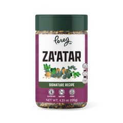 Pereg Za'atar mixed spices bottle on counter for authentic Middle Eastern flavor and versatility