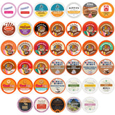 Perfect Samplers variety pack box close-up shows diverse Keurig pods for mornings