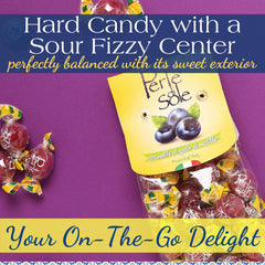 Italian gift-style packaging of Perle di Sole blueberry candies for celebrations.