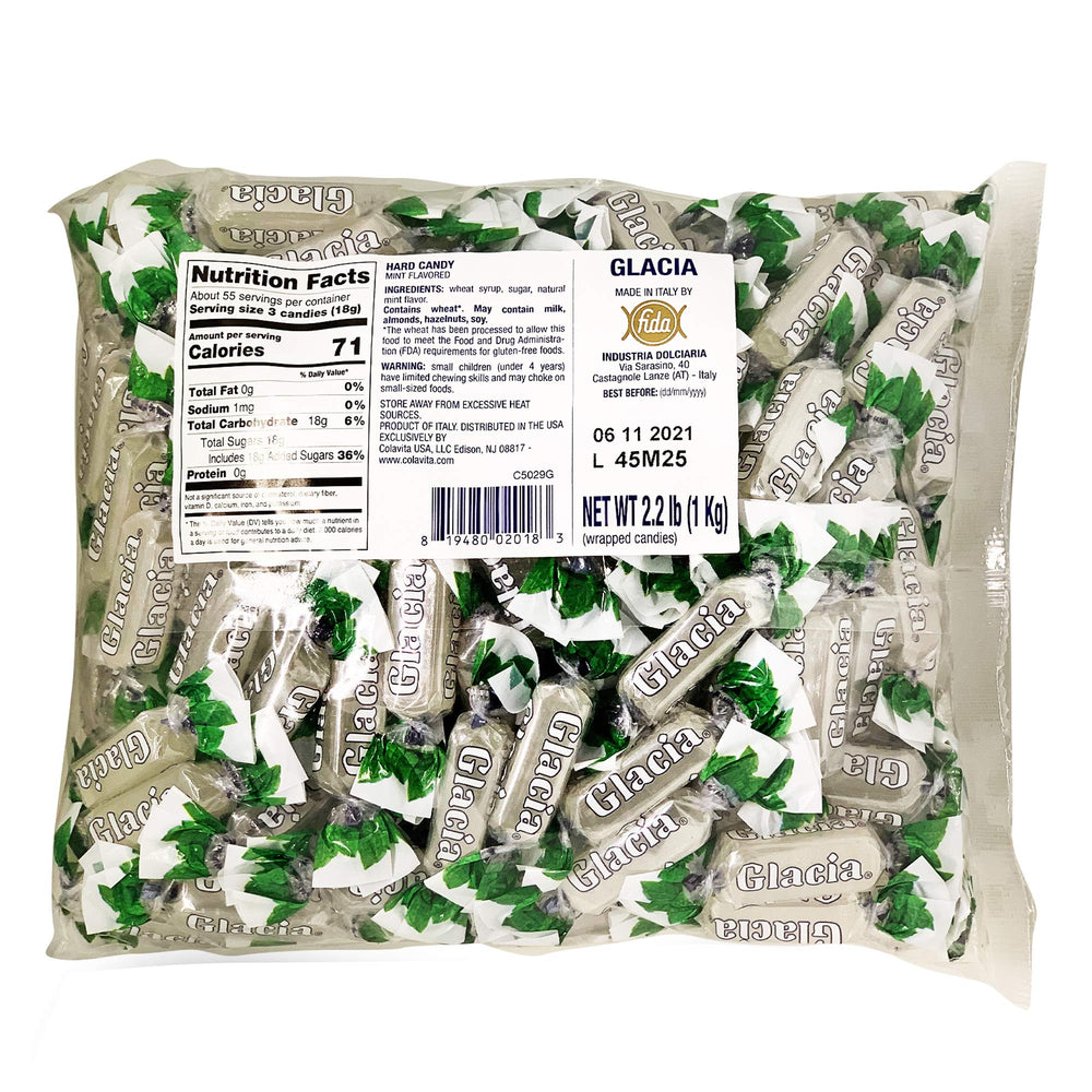 Perugina Glacia Mint candy bag displaying refreshing alpine-inspired flavor.