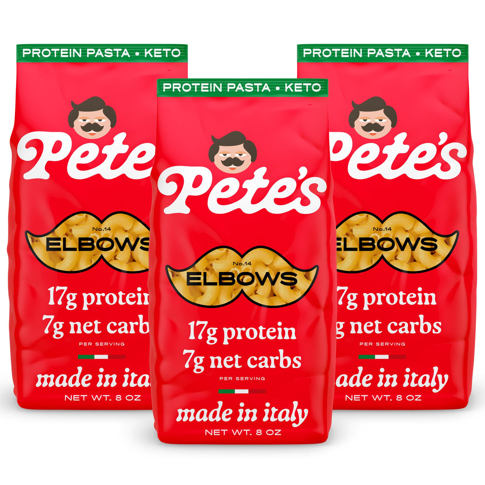 Pete's Pasta elbow macaroni with 17g protein per serving for a satisfying bite.