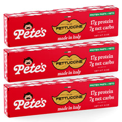 Pete's Pasta fettuccine 8oz pack on board for quick weeknight meals.