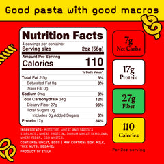Pete's Pasta low-carb elbow with 7g carbs supports keto-friendly meals.