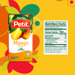 Petit Mango Nectar glass serve highlighting tropical mango flavor.