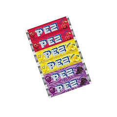 Refill-ready PEZ dispensers with bright flavors and kid-friendly appeal.