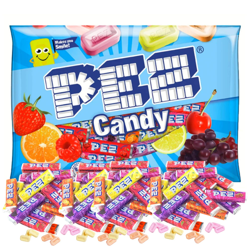 PEZ candy refill rolls in 11oz variety bag, ready for quick treats.