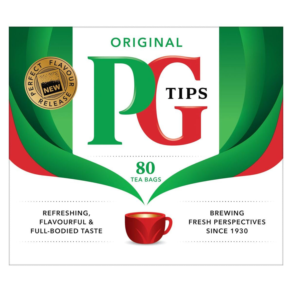 PG Tips black tea bags 80-count box ready for daily brewing and sharing.
