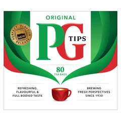 PG Tips black tea bags 80-count box ready for daily brewing and sharing.