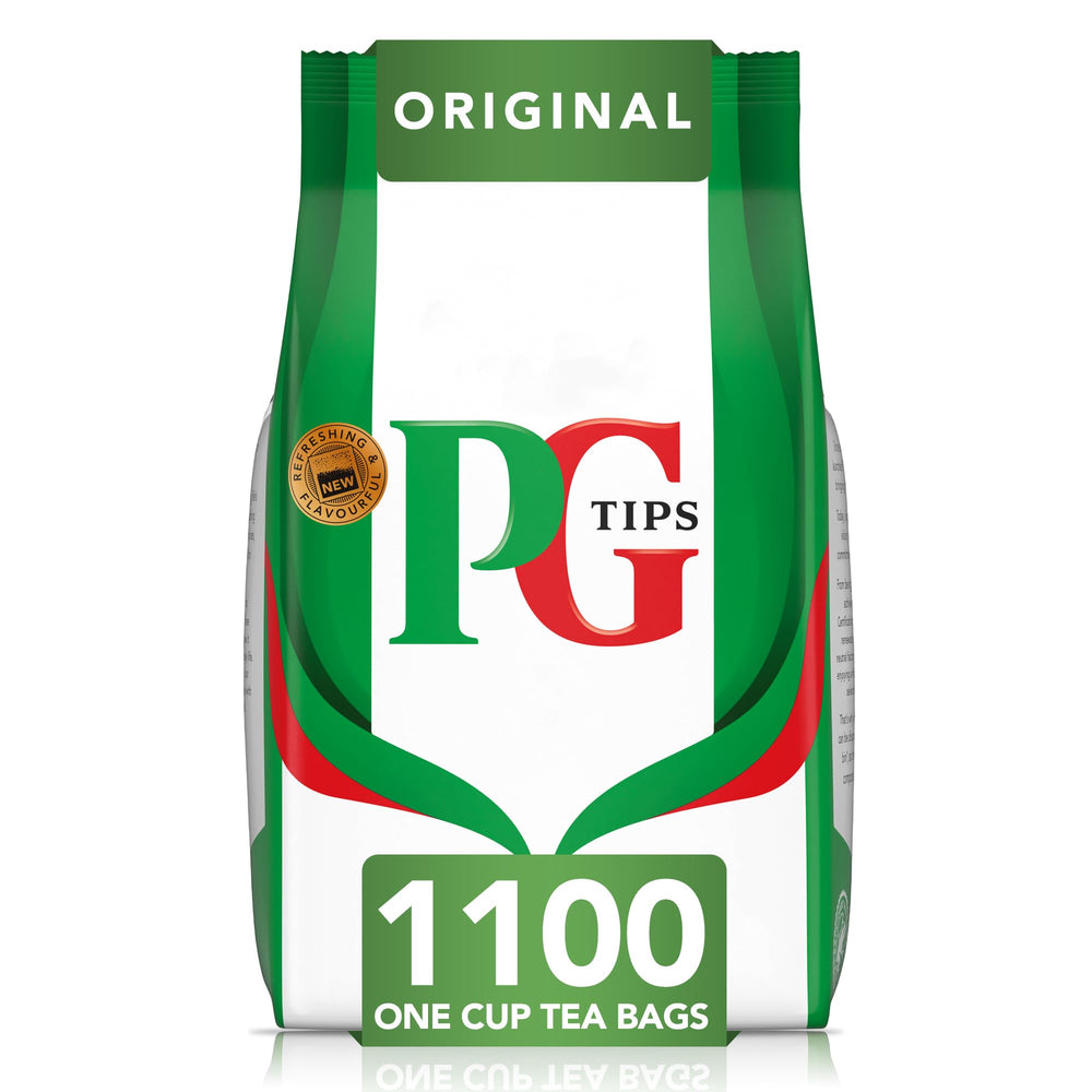 PG Tips one-cup biodegradable pyramid tea bags for quick, eco-friendly brewing