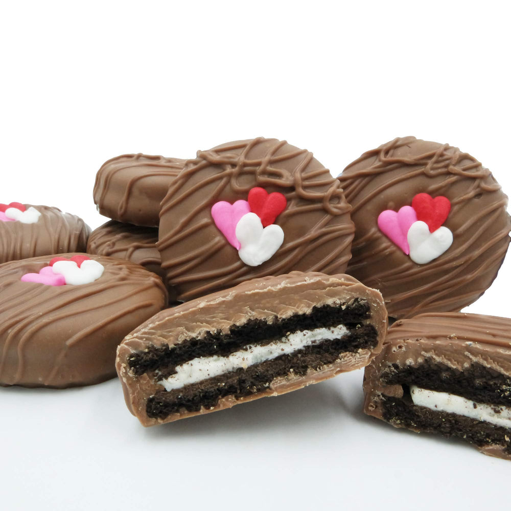 Philadelphia Candies heart-decorated OREO cookies in gift box, ideal Valentine’s treat