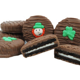 Philadelphia Candies milk chocolate sandwich cookie with Leprechaun decoration for St Patrick's Day gift