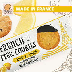 Unwrapped Pierre Biscuiterie lemon-almond cookies reveal buttery richness.