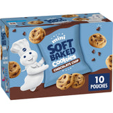 Pillsbury Mini Soft Baked Cookies chocolate chip front view, ready-to-eat snack