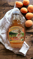 Pioneer Valley Apricot Pancake Syrup ingredients closeup showing apricots and honey.