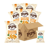 Pipcorn Cheddar Cheese Balls bag with baked cheddar crunch and 4.5 oz serving.