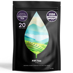 PiPi Tea Organic Oolong Tea Bags packaging close-up for gifting