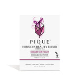 PIQUE Organic Hibiscus Tea Crystals pack showing premium leaves and single-serve sticks for antioxidant convenience