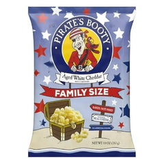 Pirate's Booty aged cheddar puffs serving plate—perfect on-the-go snack.