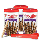 Pirouline dark chocolate crème filled wafer rolls with crisp texture for dessert pairing.