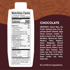 Pirq 21g dairy-free chocolate shake being poured for a post-workout snack.