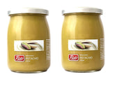 Pisti pistachio cream jar close-up; creamy texture ideal for toast toppings.