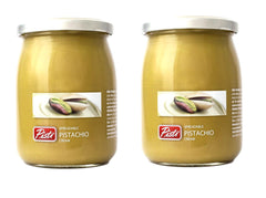 Pisti pistachio cream jar close-up; creamy texture ideal for toast toppings.