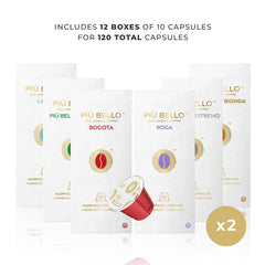 Piu Bello Nespresso Original compatible pods ensure easy single-serve brewing.