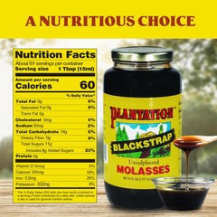 Plantation Organic Blackstrap Molasses bottle pour, adds depth to sauces and beverages.