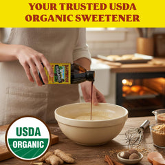 Plantation Organic Blackstrap Molasses wooden spoon ready to measure