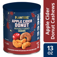 Apple and cinnamon flavor on Planters Apple Cider Donut Cashews display