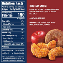 Closeup of Planters Apple Cider Donut Cashews showing creamy crunchy cashews