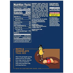 Planters Chocolate Trail Mix Nuts back panel – Kosher-friendly snack.