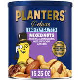 PLANTERS Deluxe Mixed Nuts in a bowl, premium variety for sharing.